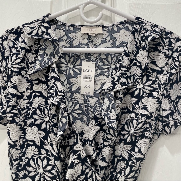 Ann Taylor LOFT Floral Wrap Dress with Ruffle V Neck - Picture 3 of 14